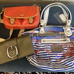 Coach GROUP orange Crossbody and Tote Bag - and Olive wallet/ wristlet